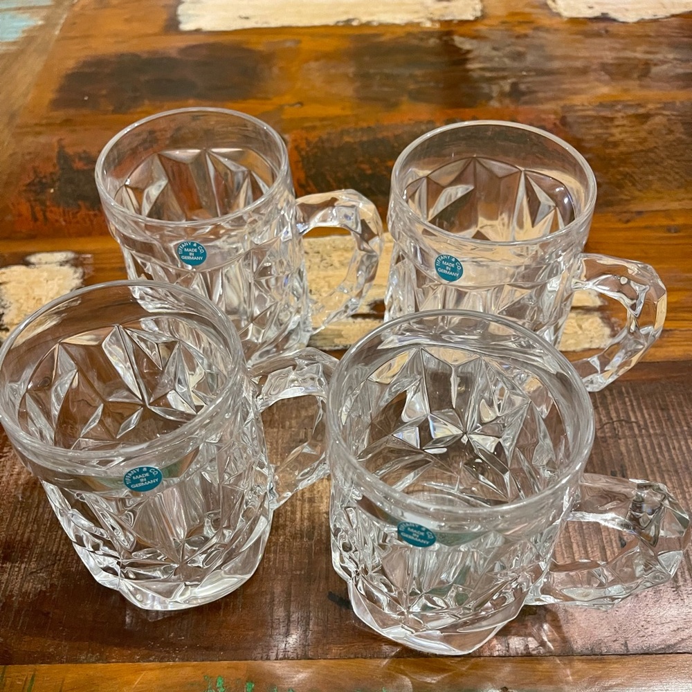 Tiffany and Company crystal beer mugs.  Set of 4.